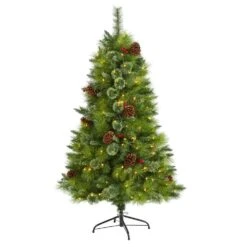 5 Ft. Pre-Lit Montana Mixed Pine Artificial Christmas Tree With Pine Cones, Berries And 250 Clear LED Lights