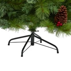 6 Ft. Pre-Lit Montana Mixed Pine Artificial Christmas Tree With Pine Cones, Berries And 350 Clear LED Lights -Holiday Glow Store nearly natural pre lit christmas trees t1622 1f 1000