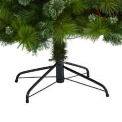 7 Ft. Pre-Lit Montana Mixed Pine Artificial Christmas Tree With Pine Cones, Berries And 500 Clear LED Lights -Holiday Glow Store nearly natural pre lit christmas trees t1623 1f 1000