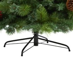 8 Ft. Pre-Lit Montana Mixed Pine Artificial Christmas Tree With Pine Cones, Berries And 700 Clear LED Lights -Holiday Glow Store nearly natural pre lit christmas trees t1624 1f 1000