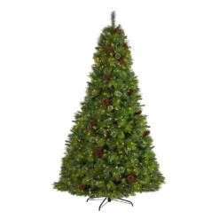 8 Ft. Pre-Lit Montana Mixed Pine Artificial Christmas Tree With Pine Cones, Berries And 700 Clear LED Lights