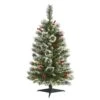 3 Ft. Pre-lit Frosted Swiss Pine Artificial Christmas Tree With 50 Battery Operated Clear LED Lights And Berries -Holiday Glow Store nearly natural pre lit christmas trees t1625 64 1000