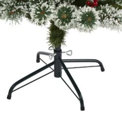 5 Ft. Pre-Lit Frosted Swiss Pine Artificial Christmas Tree With 200 Clear LED Lights And Berries 12 5 Ft. Pre-Lit Frosted Swiss Pine Artificial Christmas Tree With 200 Clear LED Lights And Berries -Holiday Glow Store nearly natural pre lit christmas trees t1627 1f 1000