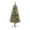 5 Ft. Pre-Lit Frosted Swiss Pine Artificial Christmas Tree With 200 Clear LED Lights And Berries -Holiday Glow Store nearly natural pre lit christmas trees t1627 64 1000