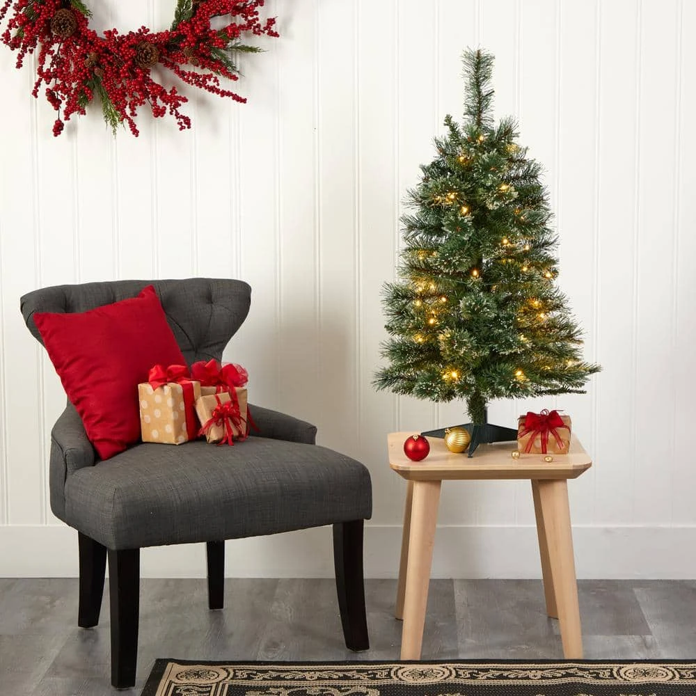 3 Ft. Pre-Lit Wisconsin Slim Snow Tip Pine Artificial Christmas Tree With 50 Battery Operated Clear LED Lights 10 3 Ft. Pre-Lit Wisconsin Slim Snow Tip Pine Artificial Christmas Tree With 50 Battery Operated Clear LED Lights - Image 8