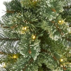 3 Ft. Pre-Lit Wisconsin Slim Snow Tip Pine Artificial Christmas Tree With 50 Battery Operated Clear LED Lights 13 3 Ft. Pre-Lit Wisconsin Slim Snow Tip Pine Artificial Christmas Tree With 50 Battery Operated Clear LED Lights -Holiday Glow Store nearly natural pre lit christmas trees t1632 4f 1000