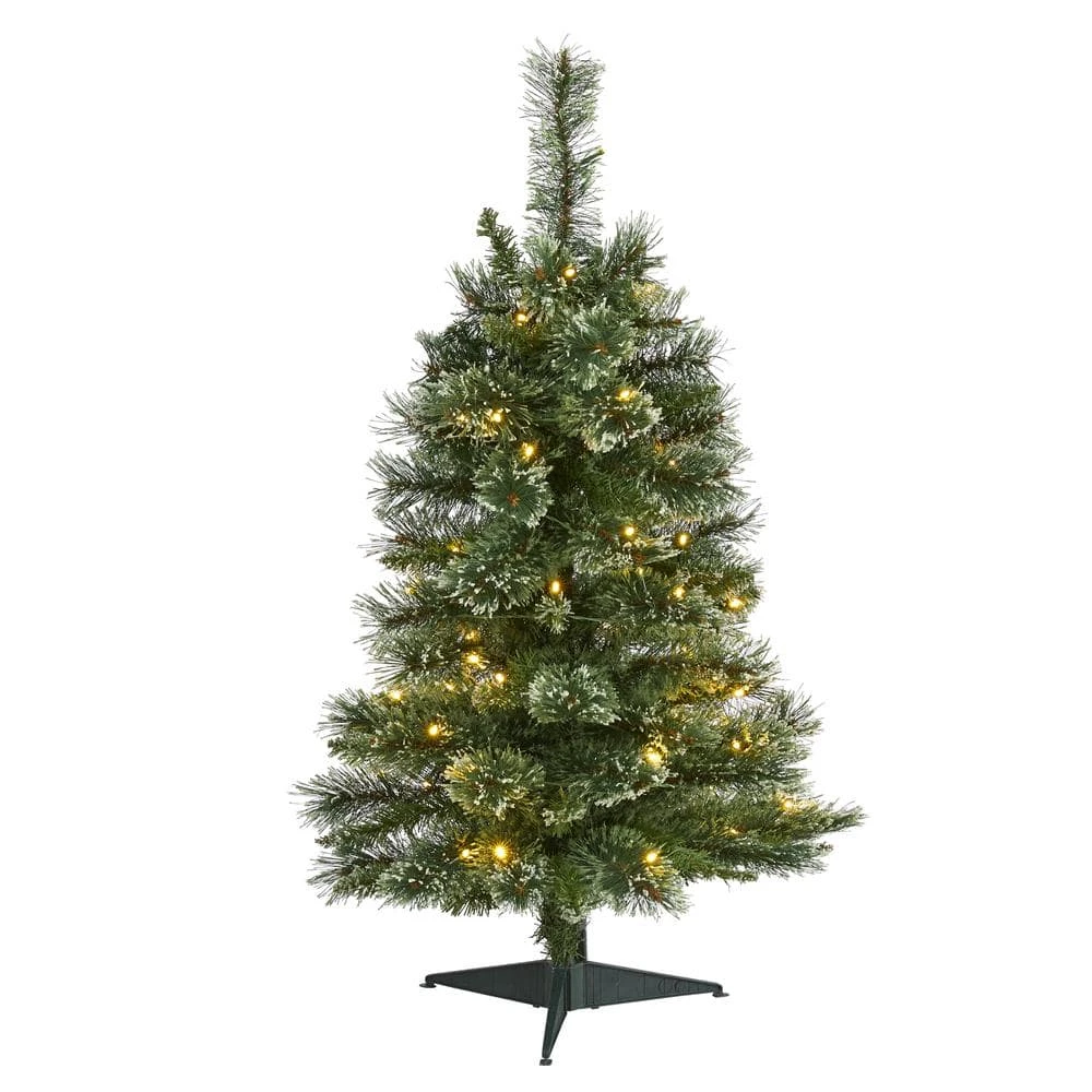 3 Ft. Pre-Lit Wisconsin Slim Snow Tip Pine Artificial Christmas Tree With 50 Battery Operated Clear LED Lights 3 3 Ft. Pre-Lit Wisconsin Slim Snow Tip Pine Artificial Christmas Tree With 50 Battery Operated Clear LED Lights