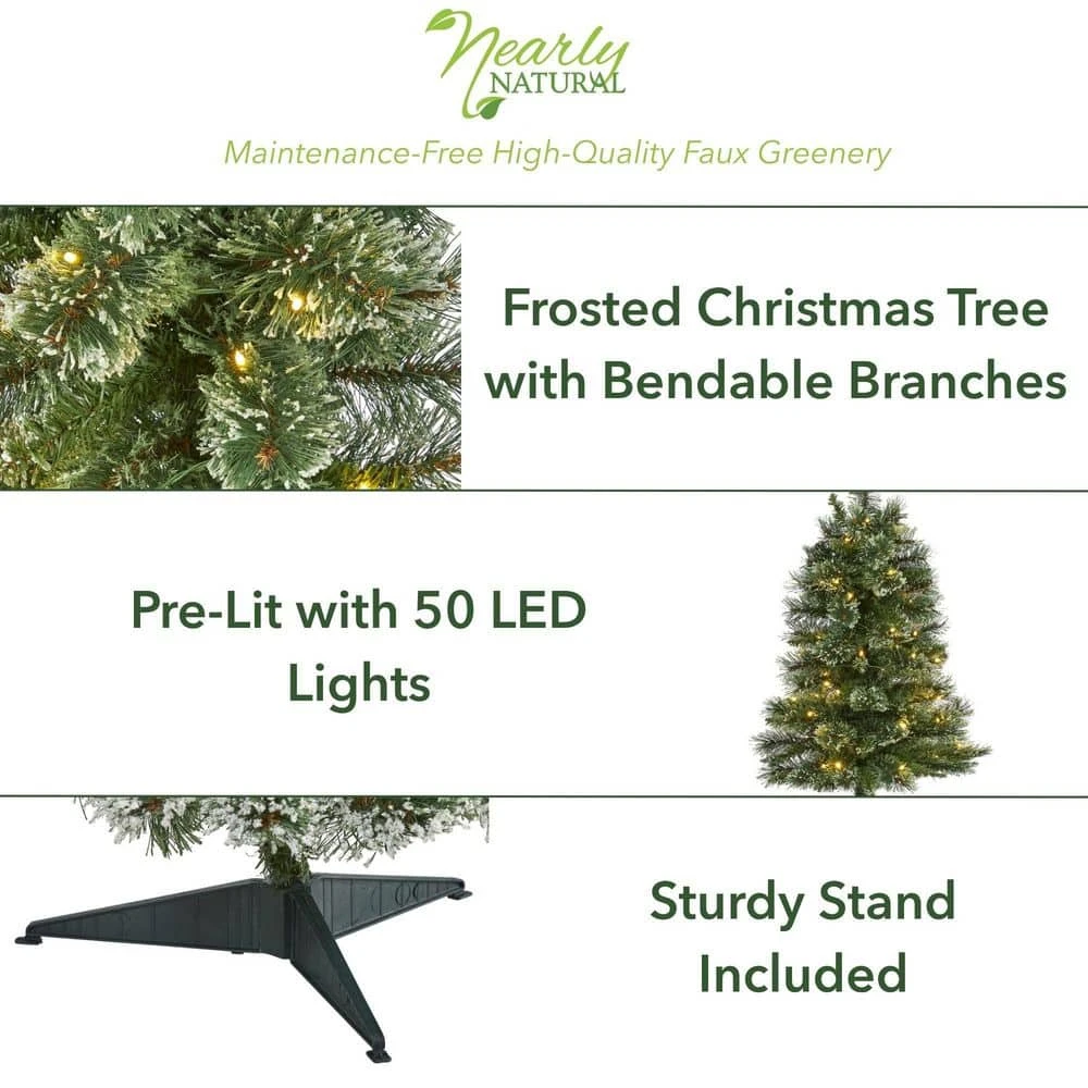3 Ft. Pre-Lit Wisconsin Slim Snow Tip Pine Artificial Christmas Tree With 50 Battery Operated Clear LED Lights 4 3 Ft. Pre-Lit Wisconsin Slim Snow Tip Pine Artificial Christmas Tree With 50 Battery Operated Clear LED Lights - Image 2