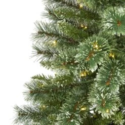 5 Ft. Pre-Lit Wisconsin Slim Snow Tip Pine Artificial Christmas Tree With 150 Clear LED Lights -Holiday Glow Store nearly natural pre lit christmas trees t1634 4f 1000