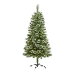 5 Ft. Pre-Lit Wisconsin Slim Snow Tip Pine Artificial Christmas Tree With 150 Clear LED Lights