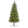 6 Ft. Pre-Lit Wisconsin Slim Snow Tip Pine Artificial Christmas Tree With 300 Clear LED Lights -Holiday Glow Store nearly natural pre lit christmas trees t1635 64 1000