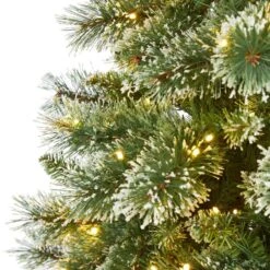 7 Ft. Pre-Lit Wisconsin Slim Snow Tip Pine Artificial Christmas Tree With 400 Clear LED Lights -Holiday Glow Store nearly natural pre lit christmas trees t1636 4f 1000