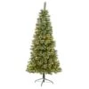 7 Ft. Pre-Lit Wisconsin Slim Snow Tip Pine Artificial Christmas Tree With 400 Clear LED Lights -Holiday Glow Store nearly natural pre lit christmas trees t1636 64 1000