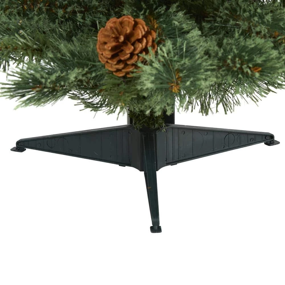 3 Ft. White Pre-lit Mountain Pine Artificial Christmas Tree With 50 Battery Operated Clear LED Lights And Pine Cones 7 3 Ft. White Pre-lit Mountain Pine Artificial Christmas Tree With 50 Battery Operated Clear LED Lights And Pine Cones - Image 5