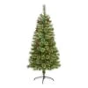 5 Ft. Pre-Lit White Mountain Pine Artificial Christmas Tree With 200 Clear LED Lights And Pine Cones -Holiday Glow Store nearly natural pre lit christmas trees t1640 64 1000