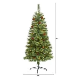 5 Ft. Pre-Lit White Mountain Pine Artificial Christmas Tree With 200 Clear LED Lights And Pine Cones 12 5 Ft. Pre-Lit White Mountain Pine Artificial Christmas Tree With 200 Clear LED Lights And Pine Cones -Holiday Glow Store nearly natural pre lit christmas trees t1640 c3 1000