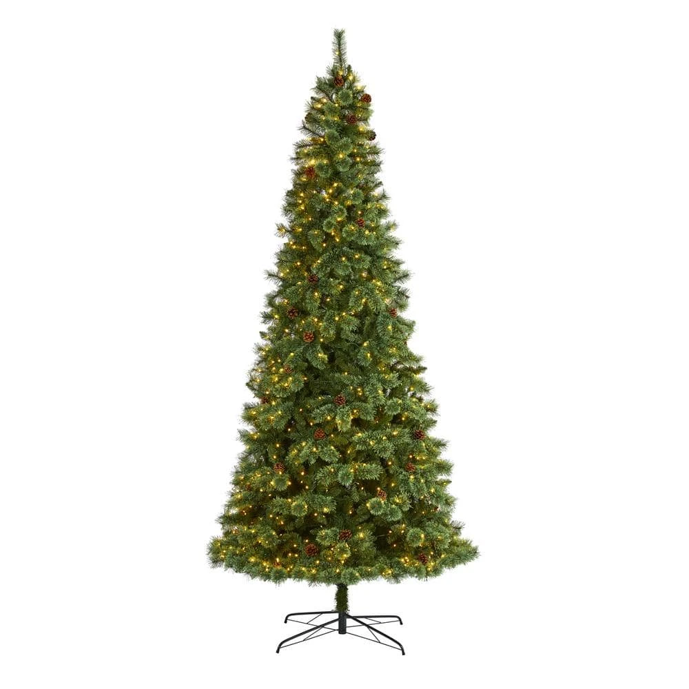 10 Ft. Pre-Lit White Mountain Pine Artificial Christmas Tree With 850 Clear LED Lights And Pine Cones 3 10 Ft. Pre-Lit White Mountain Pine Artificial Christmas Tree With 850 Clear LED Lights And Pine Cones