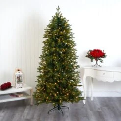 7 Ft. Pre-Lit Belgium Fir Natural Look Artificial Christmas Tree With 500 Clear LED Lights 15 7 Ft. Pre-Lit Belgium Fir Natural Look Artificial Christmas Tree With 500 Clear LED Lights -Holiday Glow Store nearly natural pre lit christmas trees t1646 31 1000
