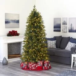 7 Ft. Pre-Lit Belgium Fir Natural Look Artificial Christmas Tree With 500 Clear LED Lights 14 7 Ft. Pre-Lit Belgium Fir Natural Look Artificial Christmas Tree With 500 Clear LED Lights -Holiday Glow Store nearly natural pre lit christmas trees t1646 fa 1000