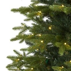 8 Ft. Pre-Lit Belgium Fir Natural Look Artificial Christmas Tree With 650 Clear LED Lights -Holiday Glow Store nearly natural pre lit christmas trees t1648 4f 1000