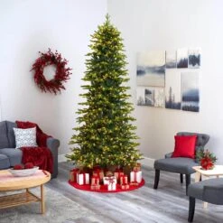 9 Ft. Pre-Lit Belgium Fir Natural Look Artificial Christmas Tree With 800 Clear LED Lights -Holiday Glow Store nearly natural pre lit christmas trees t1649 44 1000