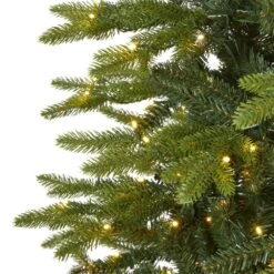 9 Ft. Pre-Lit Belgium Fir Natural Look Artificial Christmas Tree With 800 Clear LED Lights -Holiday Glow Store nearly natural pre lit christmas trees t1649 4f 1000