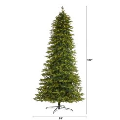 10 Ft. Pre-Lit Belgium Fir Natural LookArtificial Christmas Tree With 1050 Clear LED Lights -Holiday Glow Store nearly natural pre lit christmas trees t1650 c3 1000