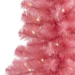 2 Ft. Pre-Lit Pink Artificial Christmas Tree With 35 Battery Operated Clear LED Lights -Holiday Glow Store nearly natural pre lit christmas trees t1697 4f 1000