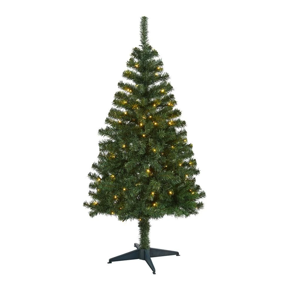 4 Ft. Pre-Lit Northern Tip Pine Artificial Christmas Tree With 100 Clear LED Lights 3 4 Ft. Pre-Lit Northern Tip Pine Artificial Christmas Tree With 100 Clear LED Lights