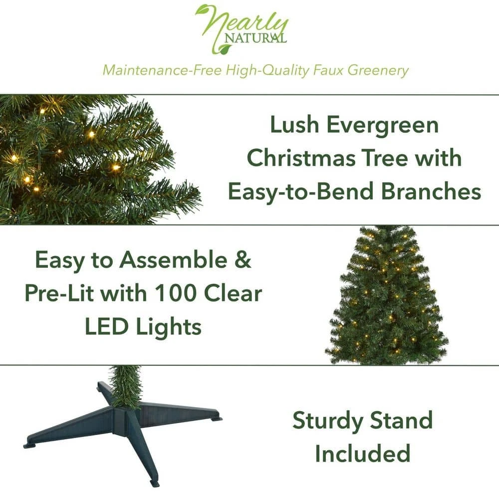 4 Ft. Pre-Lit Northern Tip Pine Artificial Christmas Tree With 100 Clear LED Lights 4 4 Ft. Pre-Lit Northern Tip Pine Artificial Christmas Tree With 100 Clear LED Lights - Image 2