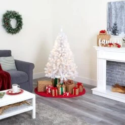 4 Ft. Pre-Lit White Artificial Christmas Tree With 100 Clear LED Lights -Holiday Glow Store nearly natural pre lit christmas trees t1725 44 1000