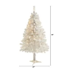 4 Ft. Pre-Lit White Artificial Christmas Tree With 100 Clear LED Lights -Holiday Glow Store nearly natural pre lit christmas trees t1725 c3 1000