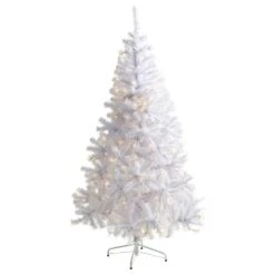 6 Ft. Pre-Lit White Artificial Christmas Tree With 250 Clear LED Lights