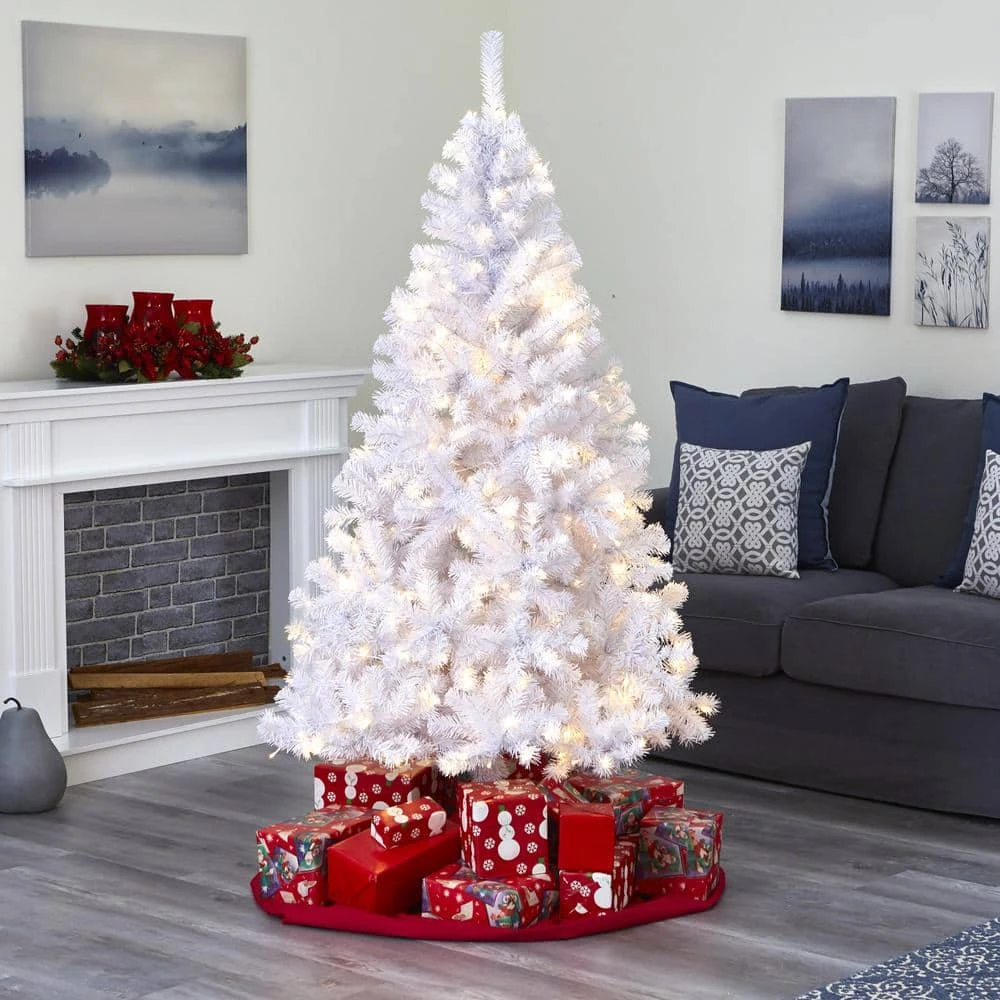6 Ft. Pre-Lit White Artificial Christmas Tree With 250 Clear LED Lights 9 6 Ft. Pre-Lit White Artificial Christmas Tree With 250 Clear LED Lights - Image 7