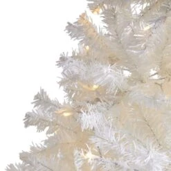 7.5 Ft. Pre-Lit White Artificial Christmas Tree With 400 Clear LED Lights -Holiday Glow Store nearly natural pre lit christmas trees t1729 4f 1000