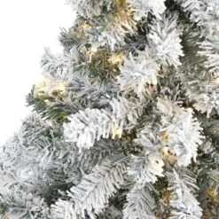 4 Ft. Pre-lit Flocked Rock Springs Spruce Artificial Christmas Tree With 100 Clear LED Lights -Holiday Glow Store nearly natural pre lit christmas trees t1750 4f 1000