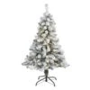 4 Ft. Pre-lit Flocked Rock Springs Spruce Artificial Christmas Tree With 100 Clear LED Lights -Holiday Glow Store nearly natural pre lit christmas trees t1750 64 1000