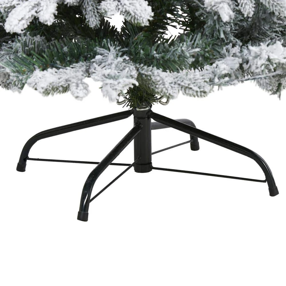 4 Ft. Pre-Lit Flocked Vermont Mixed Pine Artificial Christmas Tree With 100 Clear LED Lights 6 4 Ft. Pre-Lit Flocked Vermont Mixed Pine Artificial Christmas Tree With 100 Clear LED Lights - Image 4