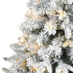 4 Ft. Pre-Lit Flocked Vermont Mixed Pine Artificial Christmas Tree With 100 Clear LED Lights 11 4 Ft. Pre-Lit Flocked Vermont Mixed Pine Artificial Christmas Tree With 100 Clear LED Lights -Holiday Glow Store nearly natural pre lit christmas trees t1771 4f 1000