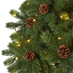 7.5 Ft. Pre-Lit Rocky Mountain Spruce Artificial Christmas Tree With Pine Cones And 400 Clear LED Lights -Holiday Glow Store nearly natural pre lit christmas trees t1777 1f 1000