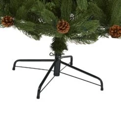 7.5 Ft. Pre-Lit Rocky Mountain Spruce Artificial Christmas Tree With Pine Cones And 400 Clear LED Lights -Holiday Glow Store nearly natural pre lit christmas trees t1777 fa 1000