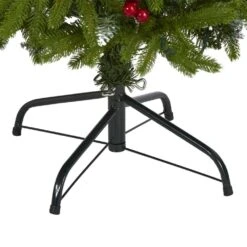 4 Ft. Pre-Lit Snow Tipped Portland Spruce Artificial Christmas Tree, Frosted Berries, Pine Cones, 100 Clear LED Lights -Holiday Glow Store nearly natural pre lit christmas trees t1782 1f 1000