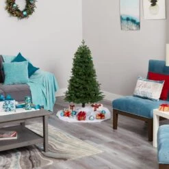 4 Ft. Pre-lit Vermont Fir Artificial Christmas Tree With 100 Clear LED Lights -Holiday Glow Store nearly natural pre lit christmas trees t1787 fa 1000