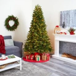 7.5 Ft. Pre-Lit Washington Fir Artificial Christmas Tree With 600 Clear Lights -Holiday Glow Store nearly natural pre lit christmas trees t1853 a0 1000
