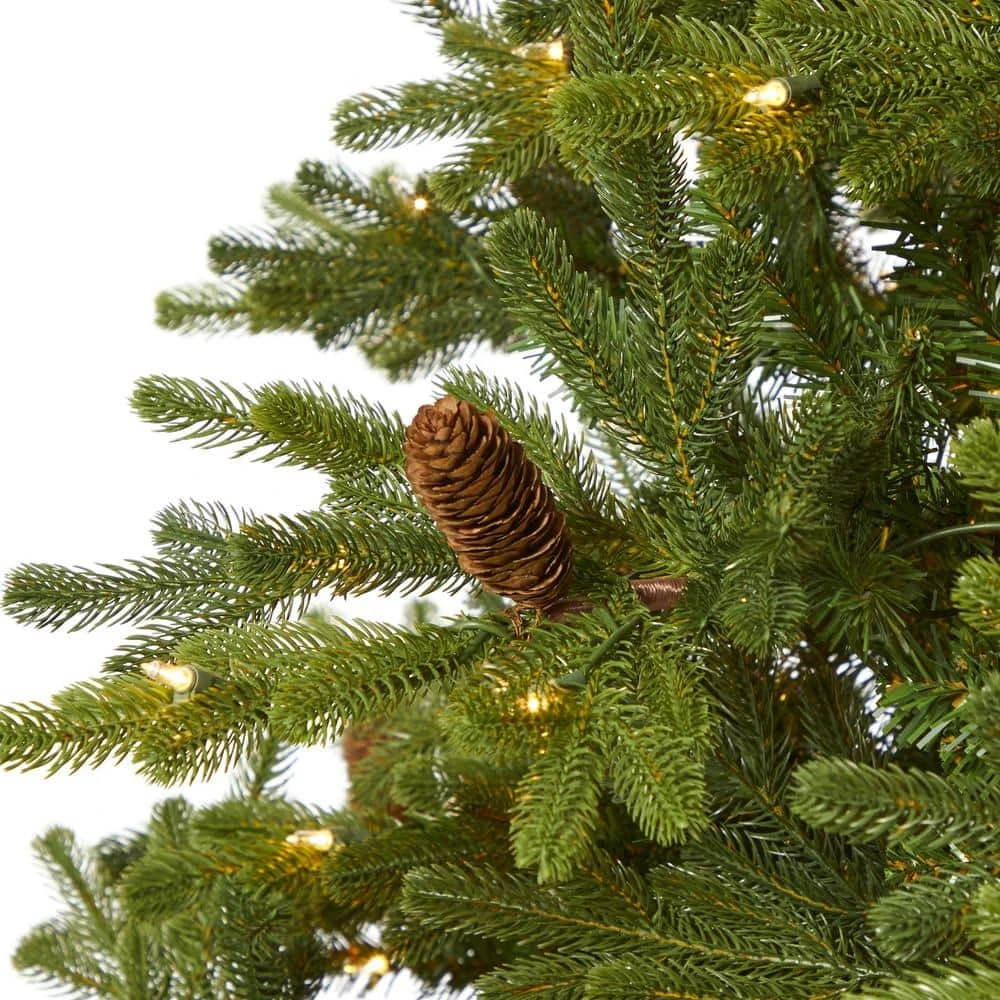 7.5 Ft. Pre-Lit Yukon Mountain Fir Artificial Christmas Tree With 600 Clear Lights, Pine Cones 8 7.5 Ft. Pre-Lit Yukon Mountain Fir Artificial Christmas Tree With 600 Clear Lights, Pine Cones - Image 6