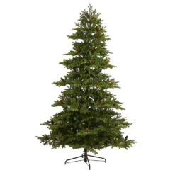 7.5 Ft. Pre-Lit Yukon Mountain Fir Artificial Christmas Tree With 600 Clear Lights, Pine Cones 16 7.5 Ft. Pre-Lit Yukon Mountain Fir Artificial Christmas Tree With 600 Clear Lights, Pine Cones -Holiday Glow Store nearly natural pre lit christmas trees t1857 4f 1000