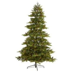 7.5 Ft. Pre-Lit Yukon Mountain Fir Artificial Christmas Tree With 600 Clear Lights, Pine Cones