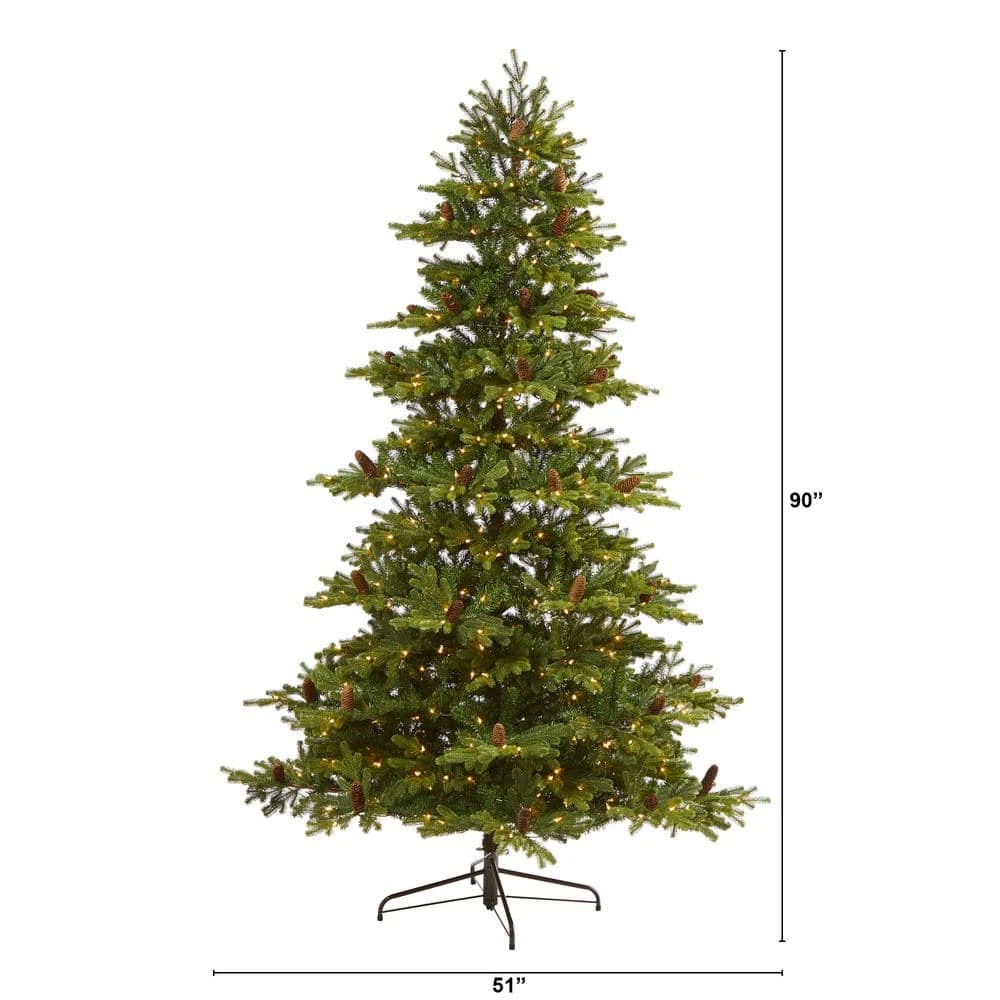 7.5 Ft. Pre-Lit Yukon Mountain Fir Artificial Christmas Tree With 600 Clear Lights, Pine Cones 6 7.5 Ft. Pre-Lit Yukon Mountain Fir Artificial Christmas Tree With 600 Clear Lights, Pine Cones - Image 4