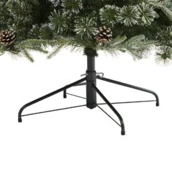 7.5 Ft. Pre-Lit Snowed Tipped Mixed Pine Artificial Christmas Tree With 600 Clear LED Lights, Pine Cones -Holiday Glow Store nearly natural pre lit christmas trees t1862 1f 1000