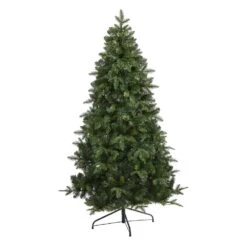 6 Ft. Pre-Lit Grand Teton Spruce Flat Back Artificial Christmas Tree With 180 Clear LED Lights -Holiday Glow Store nearly natural pre lit christmas trees t1863 4f 1000